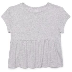 Gray Kids Shirt-Wonder Nation Girls Short Sleeve Peplum T-shirt in Light Gray